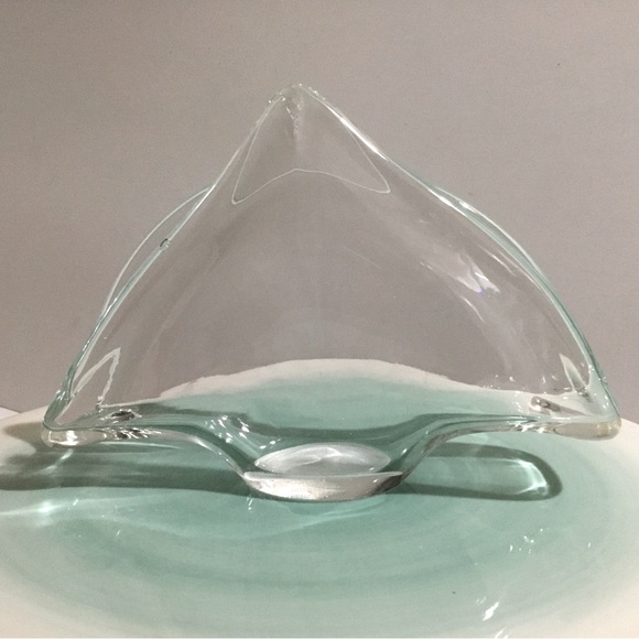 Vintage handblown clear crystal art glass napkin holder - Picture 3 of 6